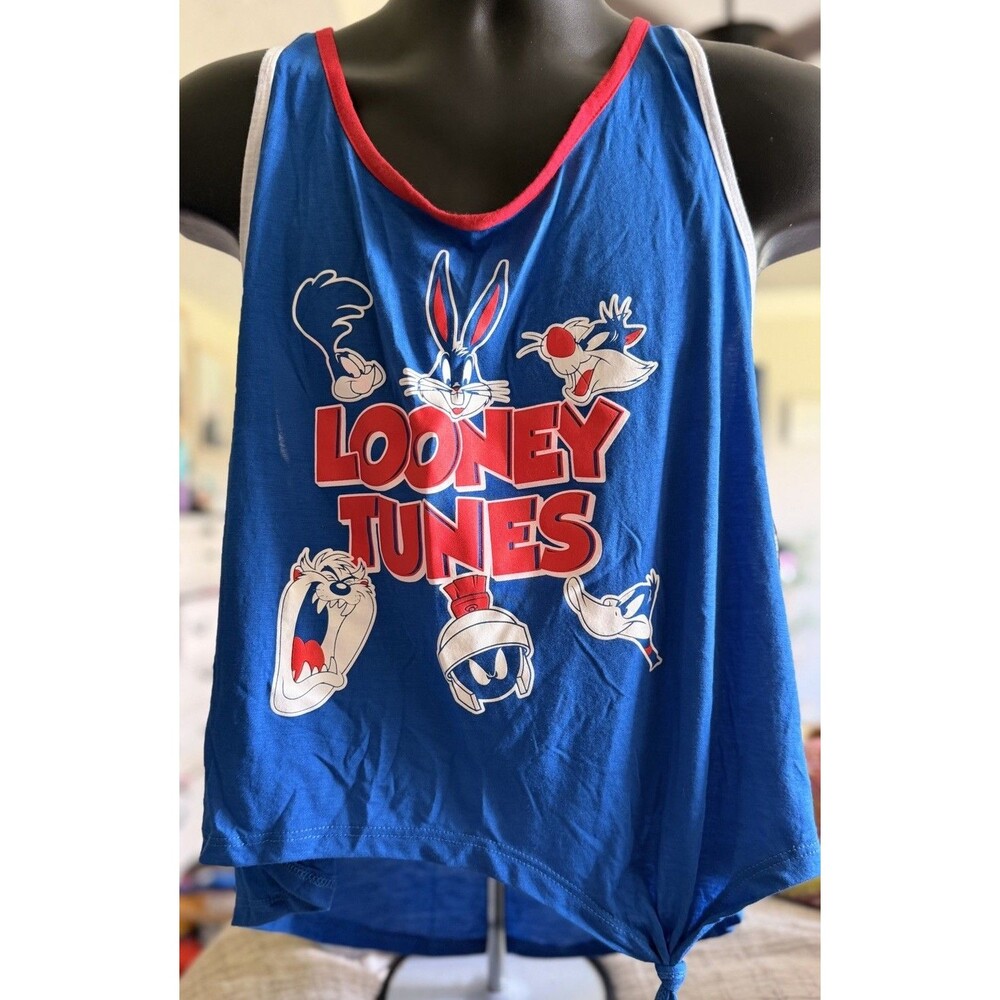 Looney Tunes Juniors XXL Red, White & Blue Racerback Tank Bugs Bunny Graphic